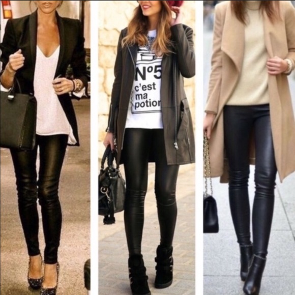 Pants - Faux leather leggings high waist tummy control